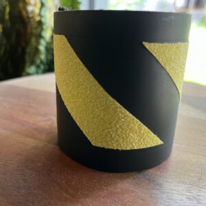 Leather cuff - Wide Hazard tape